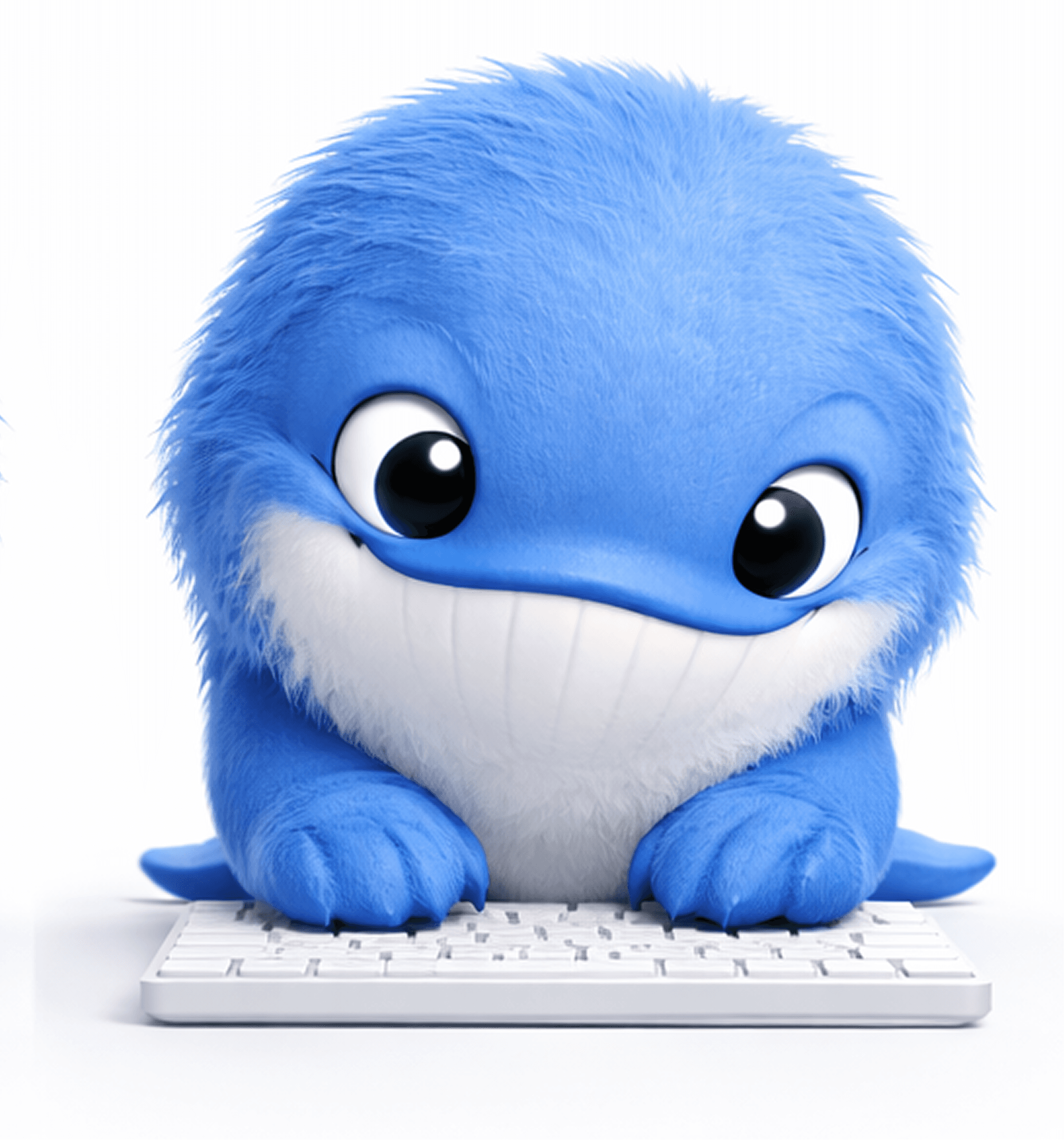 Mascote Selia operando no teclado